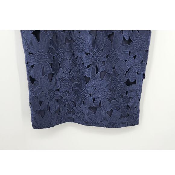 New NWT Black Halo Ora Lace‎ Sheath Party Navy Blue Foral Mini Dress Size 6 - Picture 11 of 16